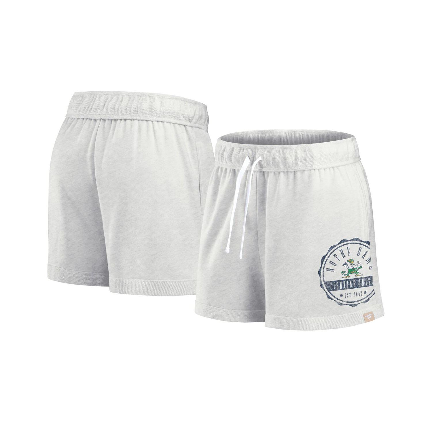Women's Oatmeal Notre Dame Fighting Irish Win Badge Shorts
