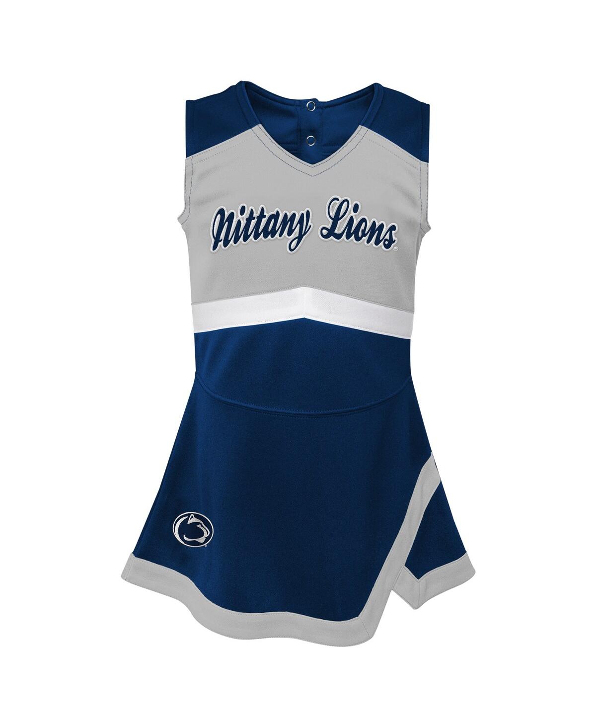Outerstuff Girls Toddler Navy Penn State Nittany Lions Cheer Captain Dress With Bloomers In Blue