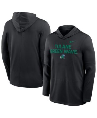 Nike - Men's Black Tulane Green Wave Sideline Dri-FIT Lightweight Hooded Sweatshirt