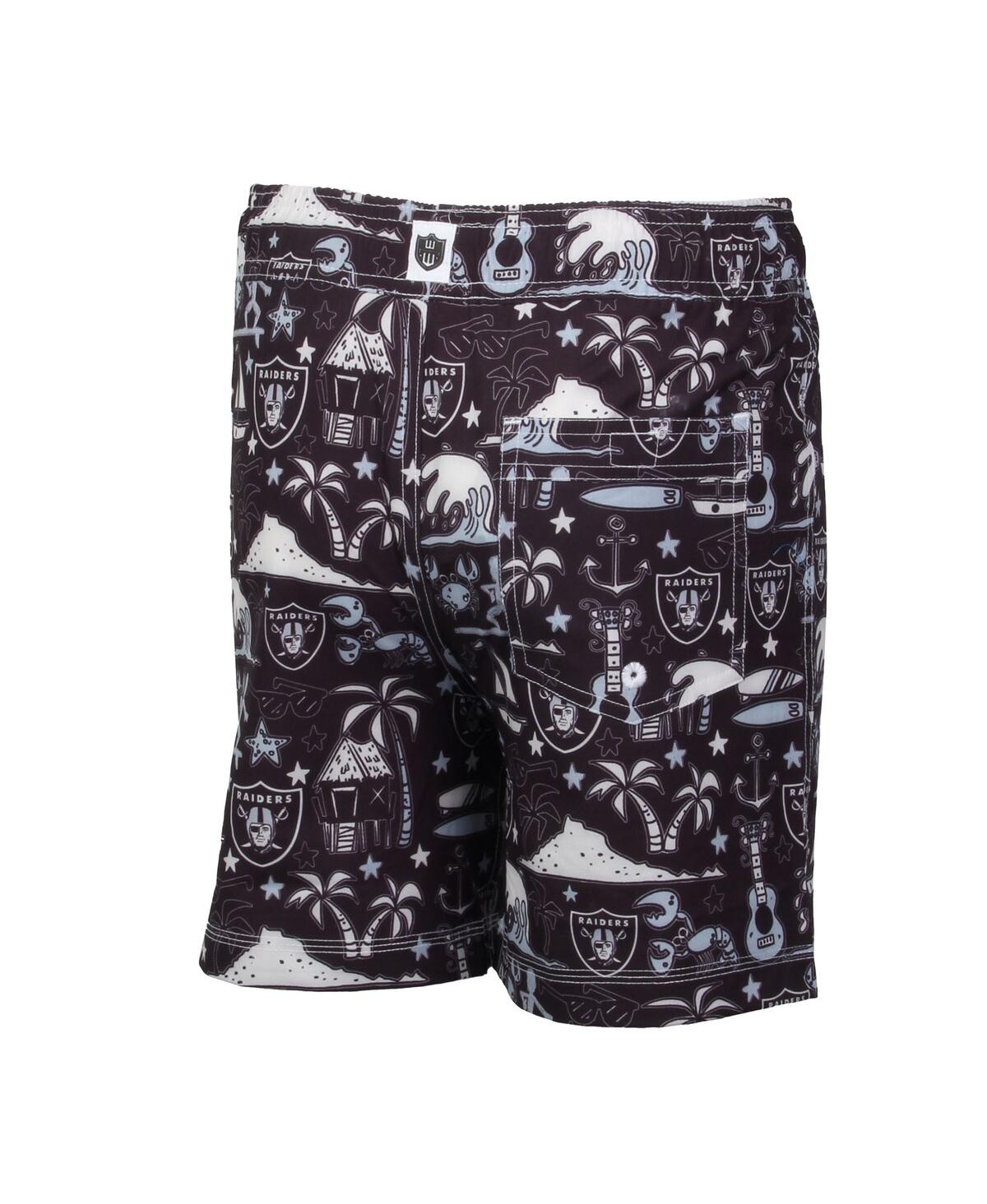 Wes & Willy Big Boys And Girls Black Las Vegas Raiders Luau Swim Trunks In Black