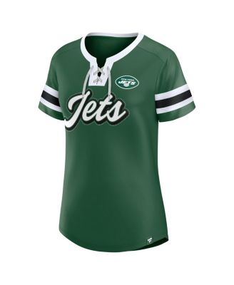 Women's&nbsp;Green New York Jets True Catch Iconic Rhinestone Bling Athena Lace-Up T-Shirt