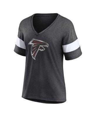 Women's Heathered Charcoal/White Atlanta Falcons Distressed Team Tri-Blend V-Neck T-Shirt