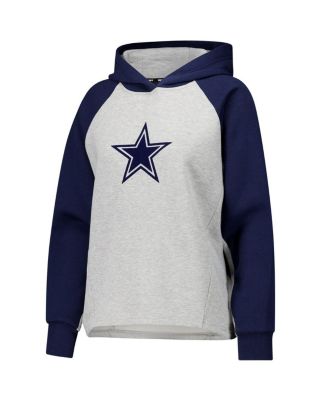 Women's Gray/Navy Dallas Cowboys Joy Cropped Raglan Pullover Hoodie