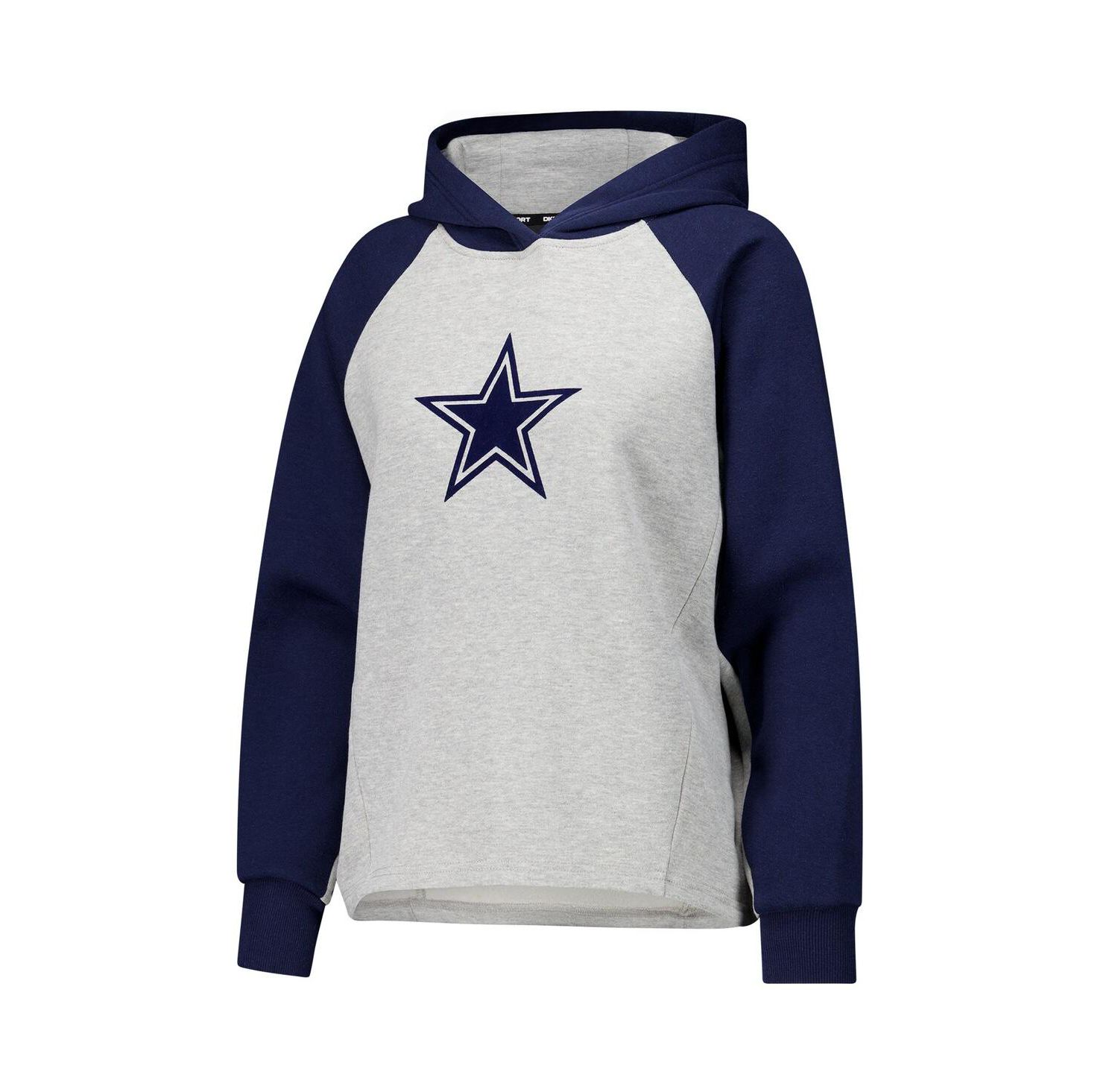 Women's Gray/Navy Dallas Cowboys Joy Cropped Raglan Pullover Hoodie