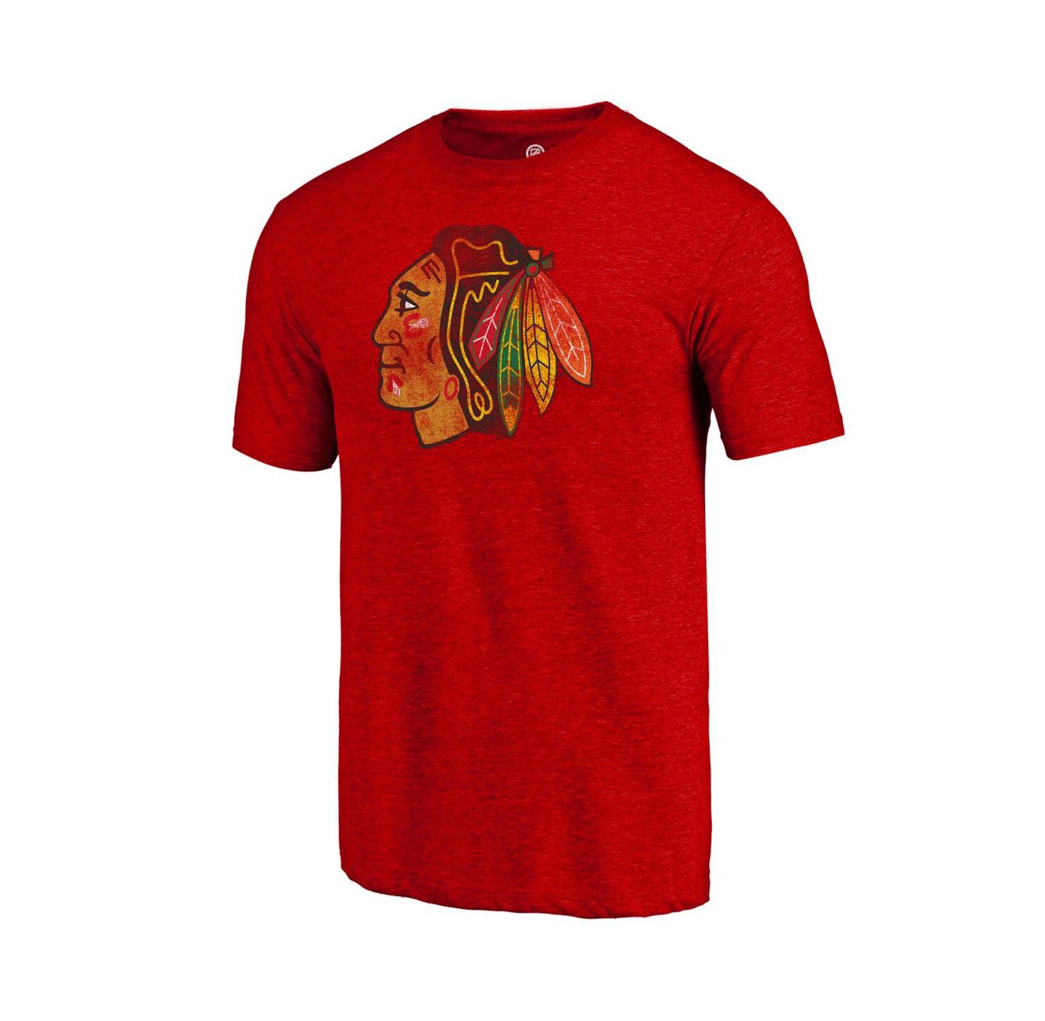 Men's Red Chicago Blackhawks Distressed Tri-Blend T-Shirt