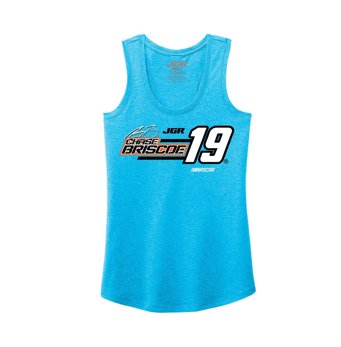 Женский топ Joe Gibbs Racing Team Collection Turquoise Chase Briscoe Tri-Blend Name & Number — фото 3