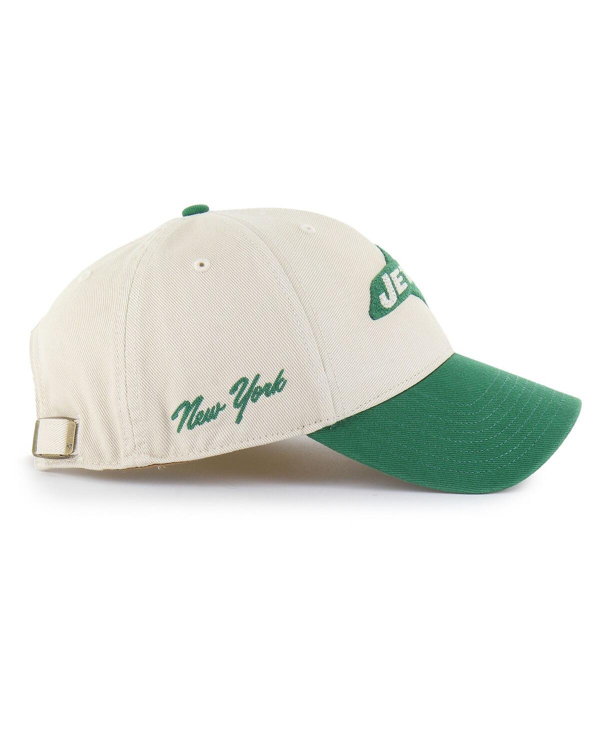 47 Brand Men's Cream/kelly Green New York Jets Fairfield Mvp Throwback Adjustable Hat