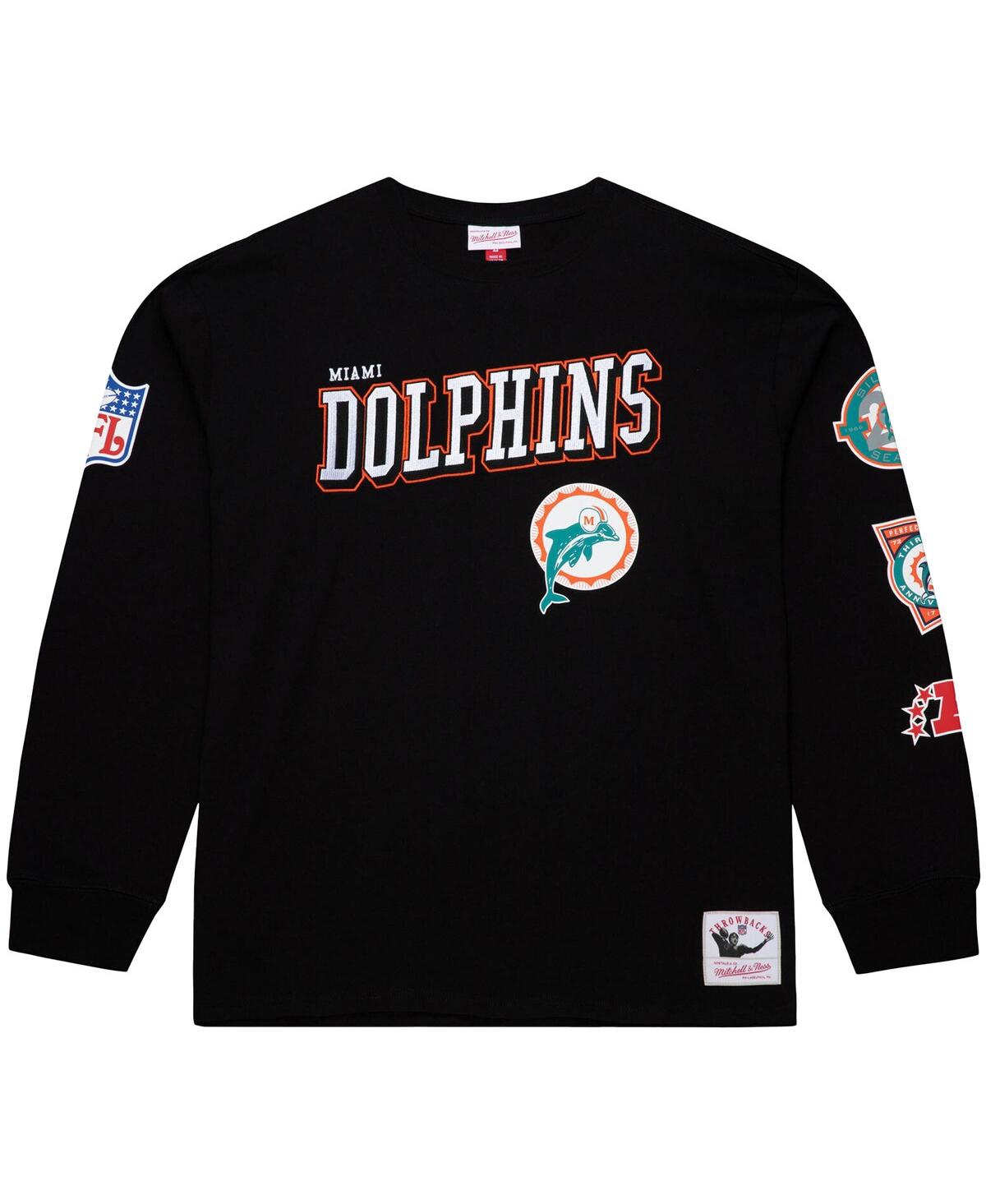 Mitchell & Ness Men's Black Miami Dolphins Training Camp Vintage Logos Long Sleeve T-shirt In Black