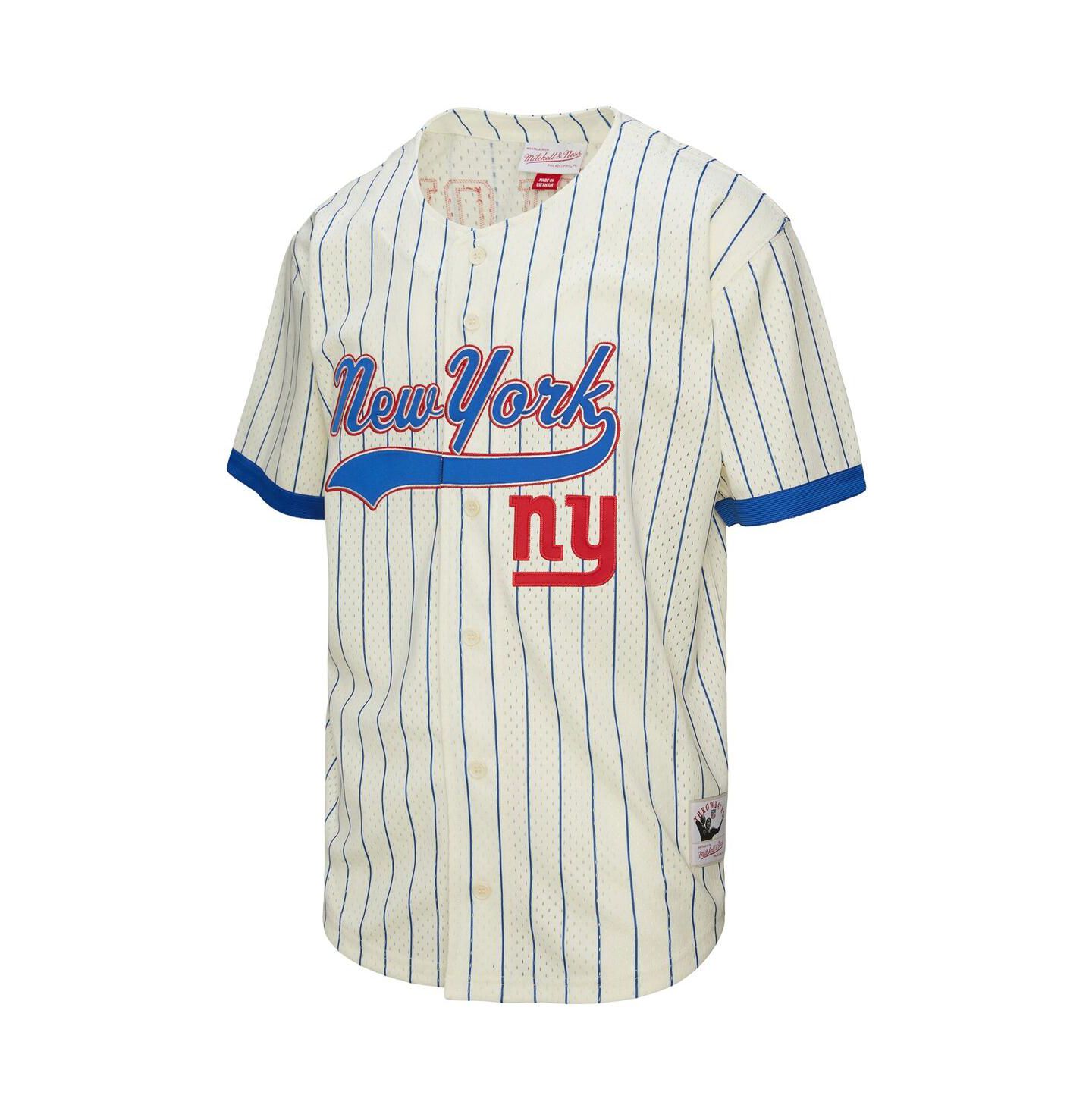 Мужской топ Mitchell & Ness Lawrence Taylor Cream New York Giants Name & Number Mesh Button-Up Baseball Jersey — фото 5