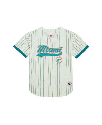 Men's Dan Marino Cream Miami Dolphins Name Number Mesh Button-Up Baseball Jersey