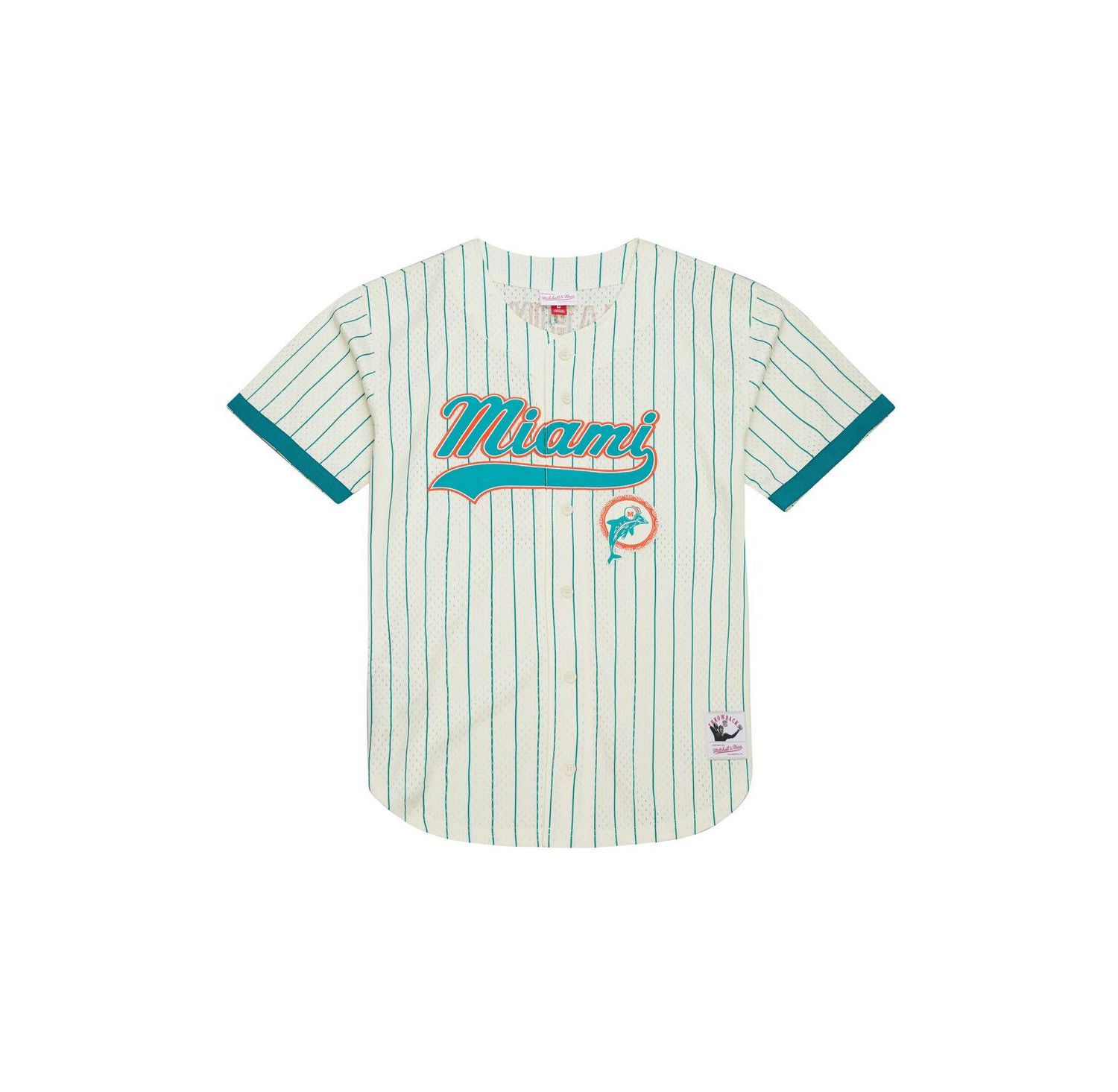 Men's Dan Marino Cream Miami Dolphins Name & Number Mesh Button-Up Baseball Jersey