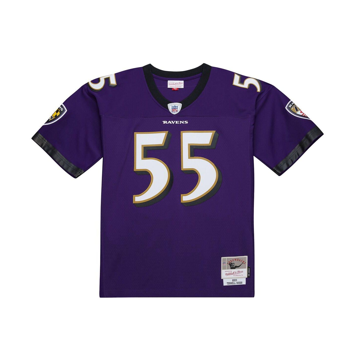Мужской топ Mitchell & Ness Terrell Suggs Purple Baltimore Ravens 2003 Legacy Replica Jersey — фото 5