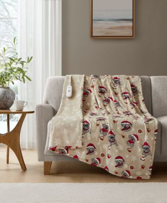 Heated Novelty Reversible Printed Electric Plush Throw, 50" x 60"
