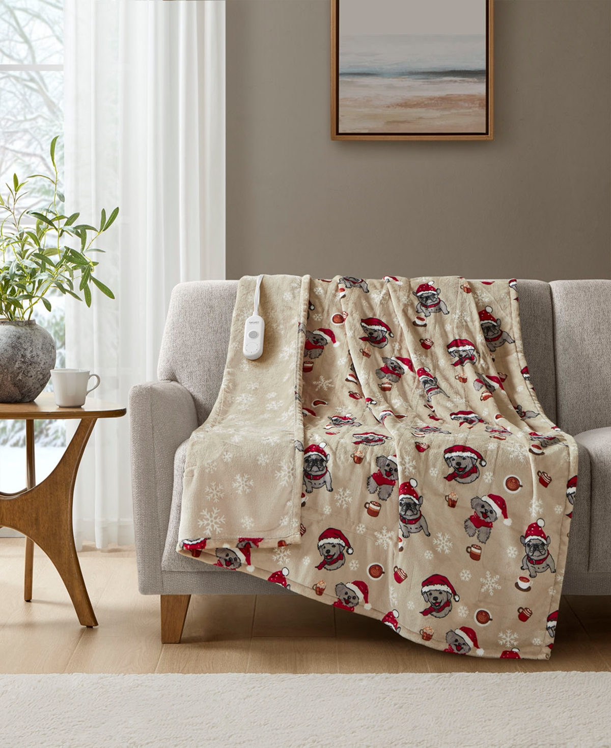 Premier Comfort Heated Cozy Plush Reversible Throw, 50" x 60"