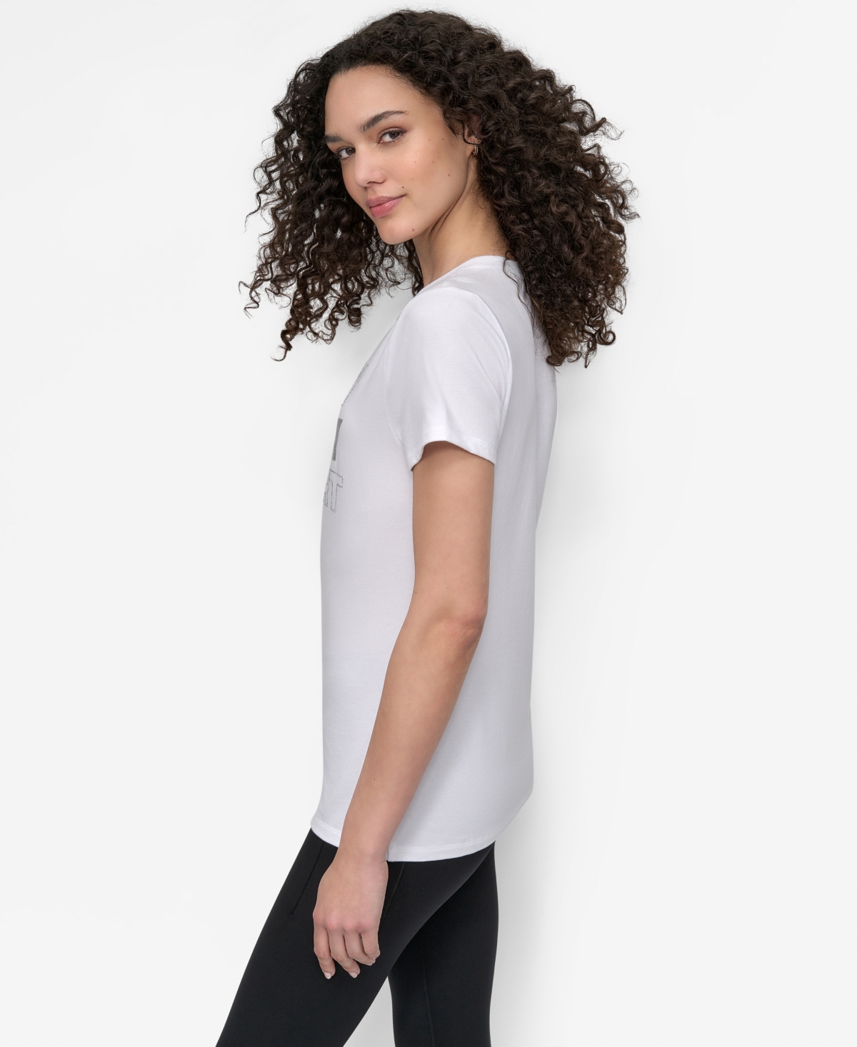 Dkny Women's Sport Glitter Logo Crew Neck T-shirt In Animal Print