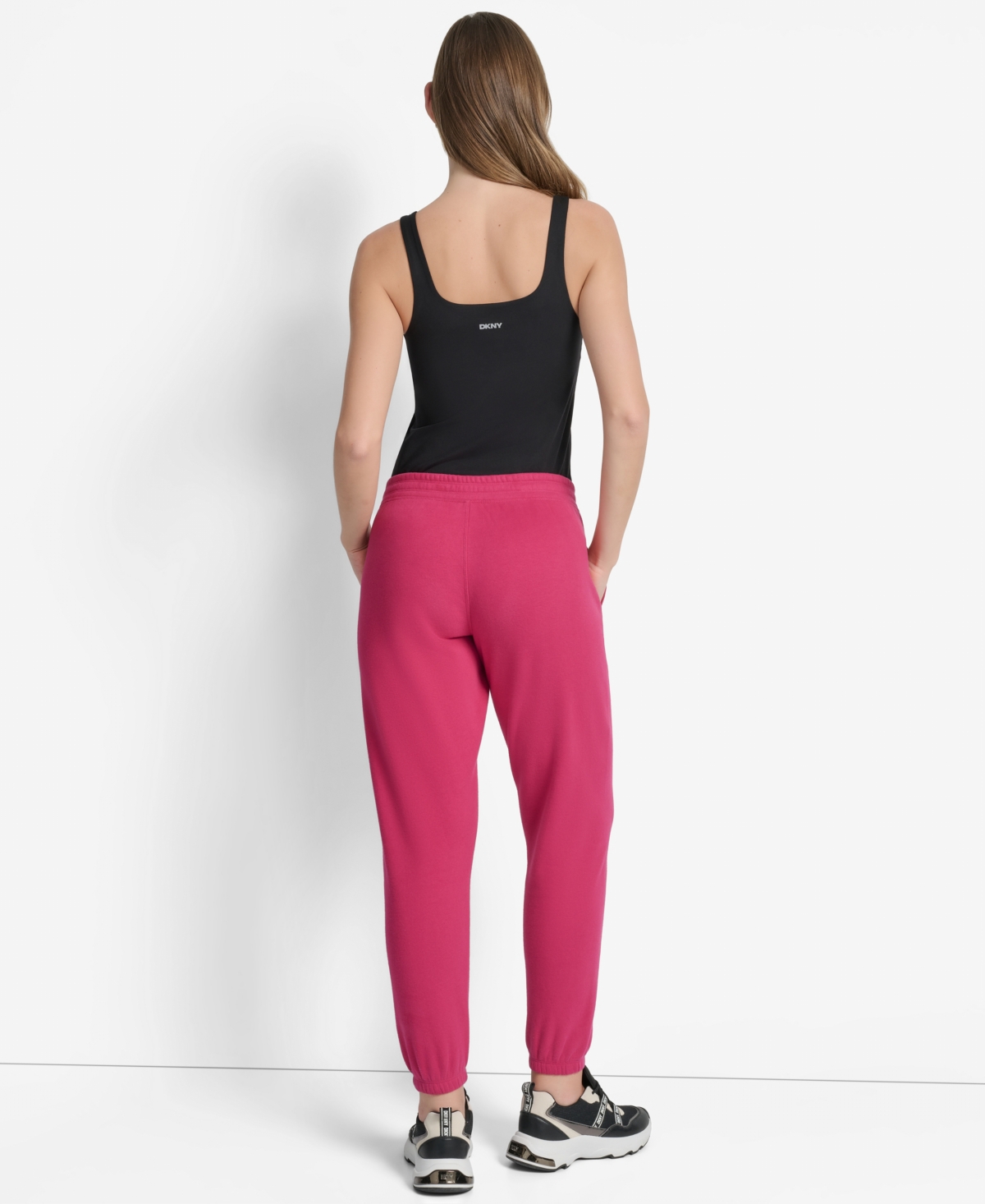 Dkny Logo High Waist Relaxed Joggers In Pink