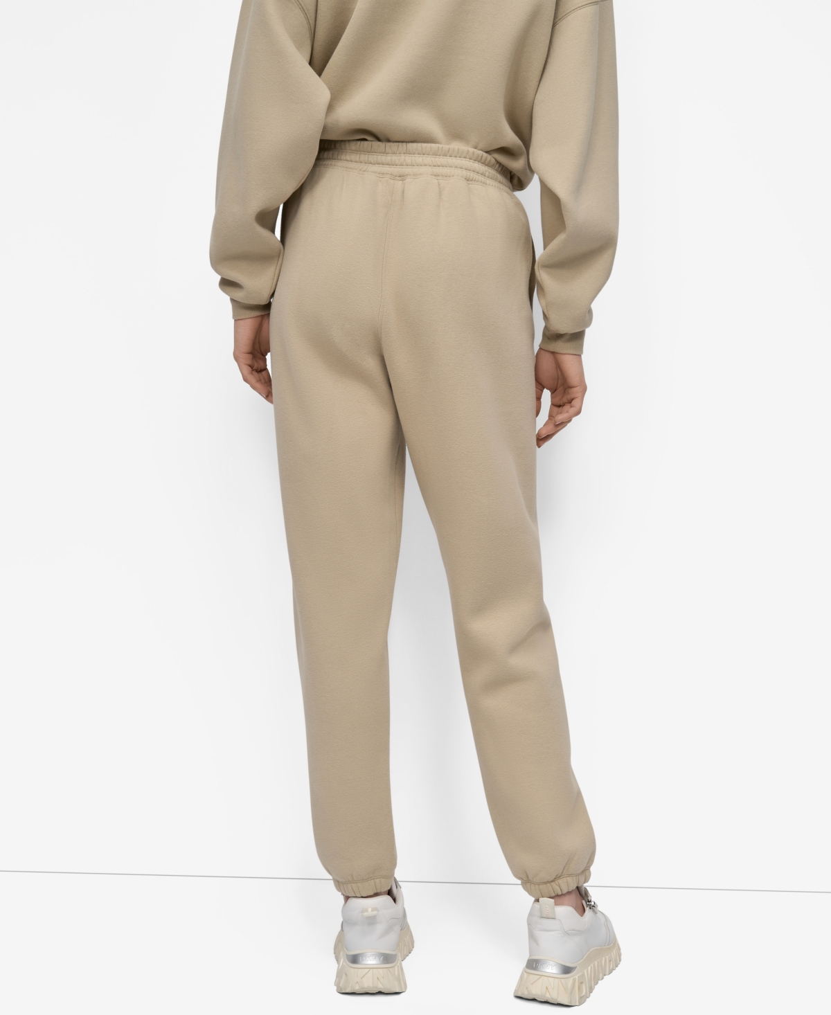 Dkny Logo High Waist Relaxed Joggers In Brown