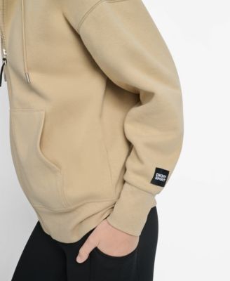 Women's Woven Patch Oversized Full Zip Jacket Hoodie