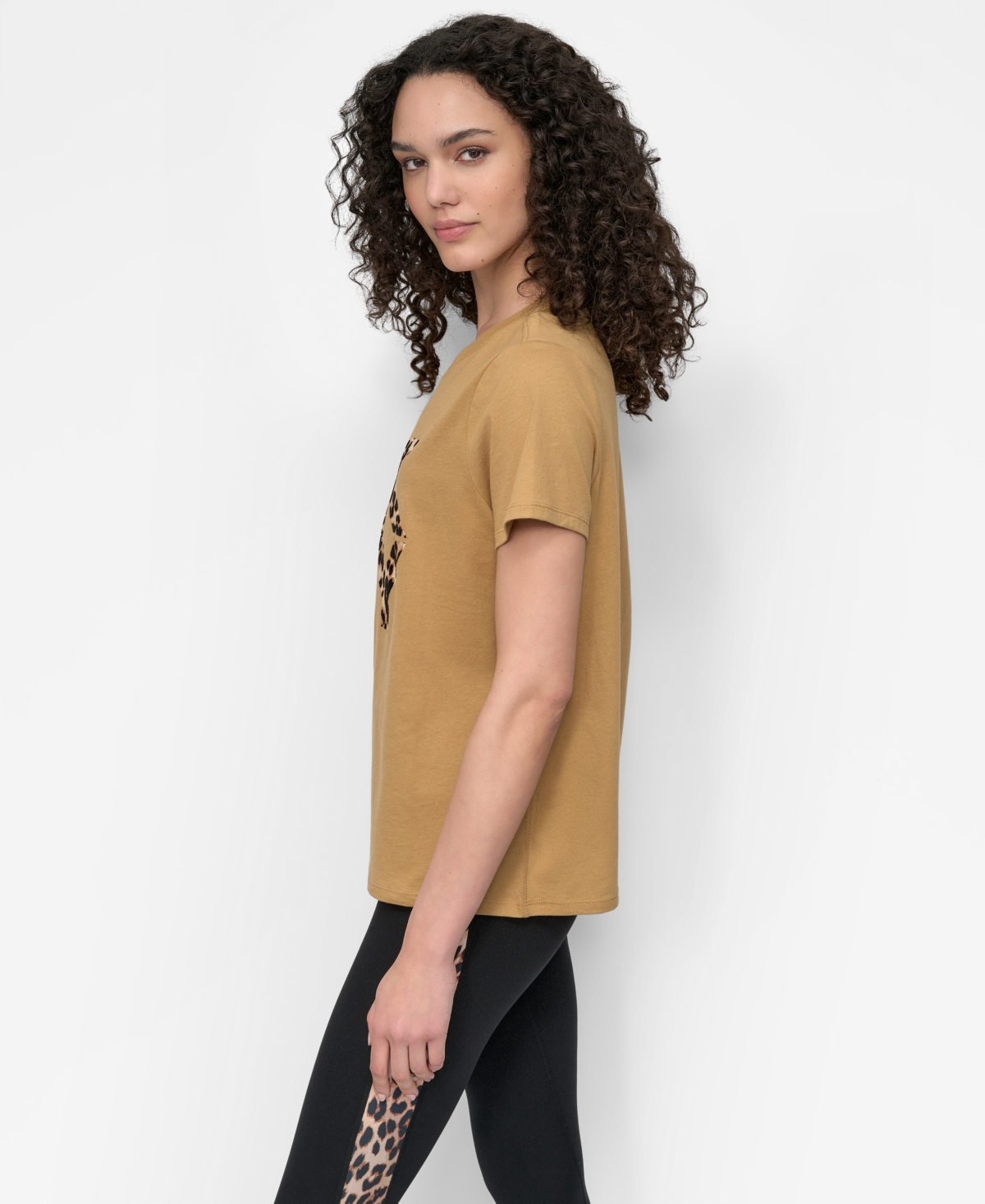 Dkny Women's Stacked Animal Print Crew Neck T-shirt
