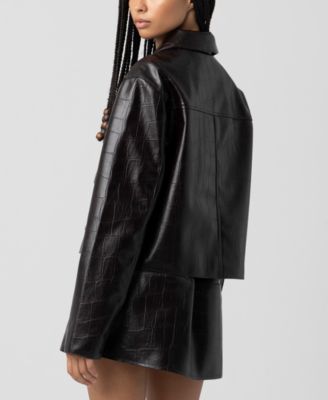 Women's Faux Leather Embossed Jacket