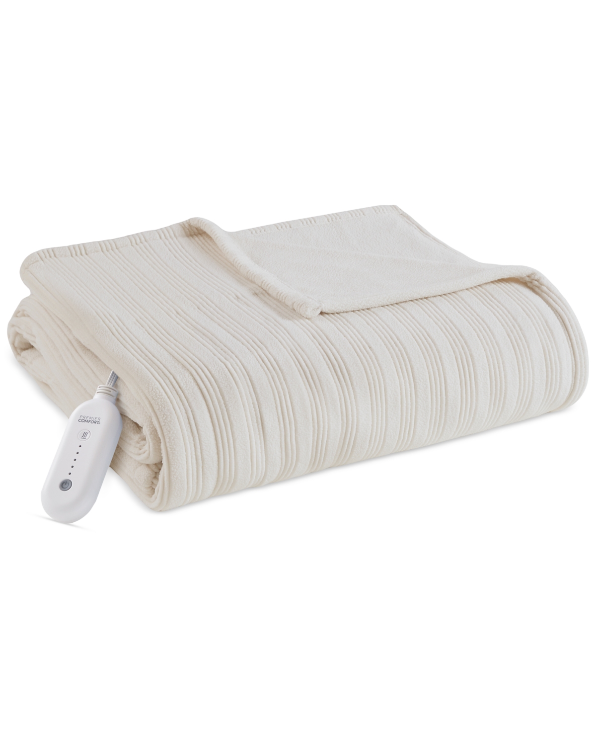 Premier Comfort Heated Textured Fleece Blanket, Twin In White