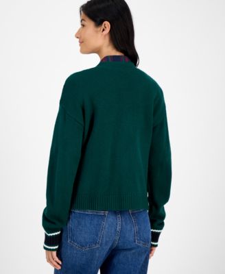 Women's Cable-Knit Varsity Cardigan