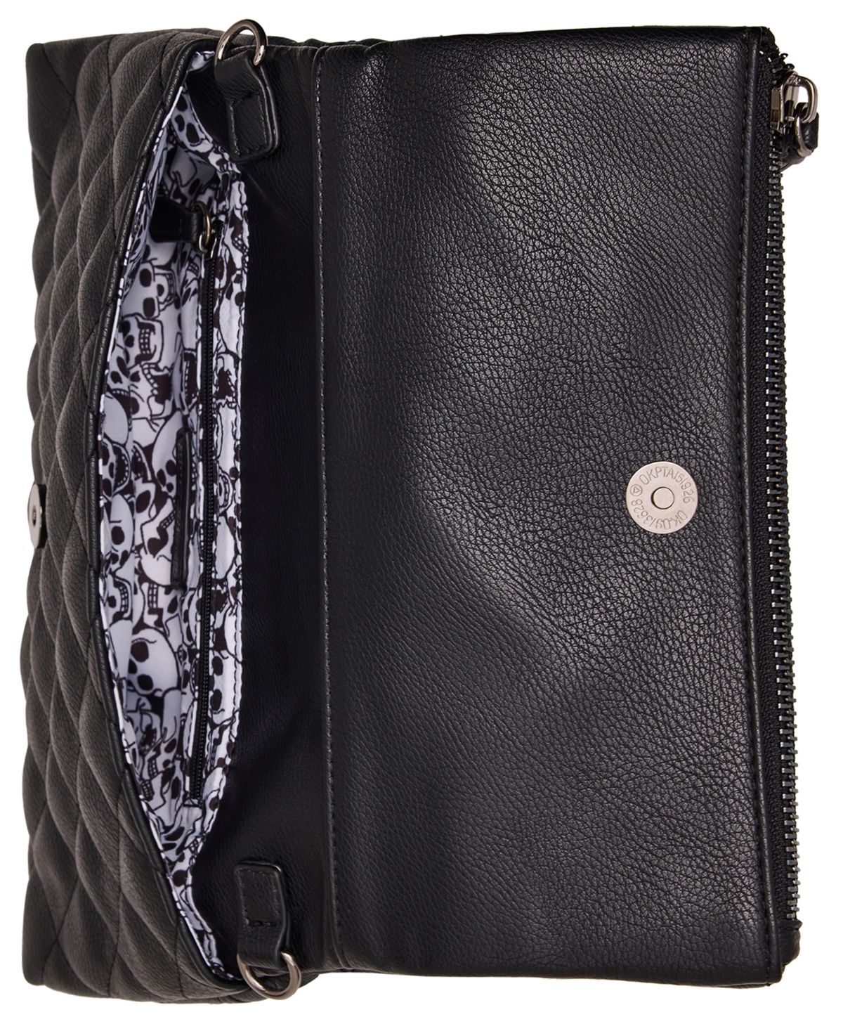 Betsey Johnson Jaw Dropping Quilt Tunnel Flap Clutch Bag In Black