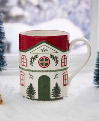 Christmas Tree Village Mug, Green