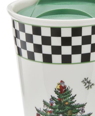 Christmas Tree Black & White Travel Mug