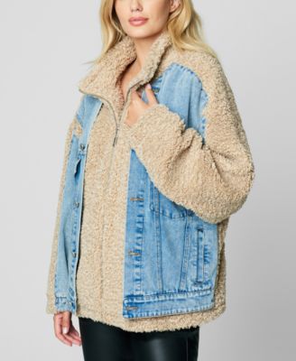 Women's Faux Sherpa and Denim Mixed Media Jacket