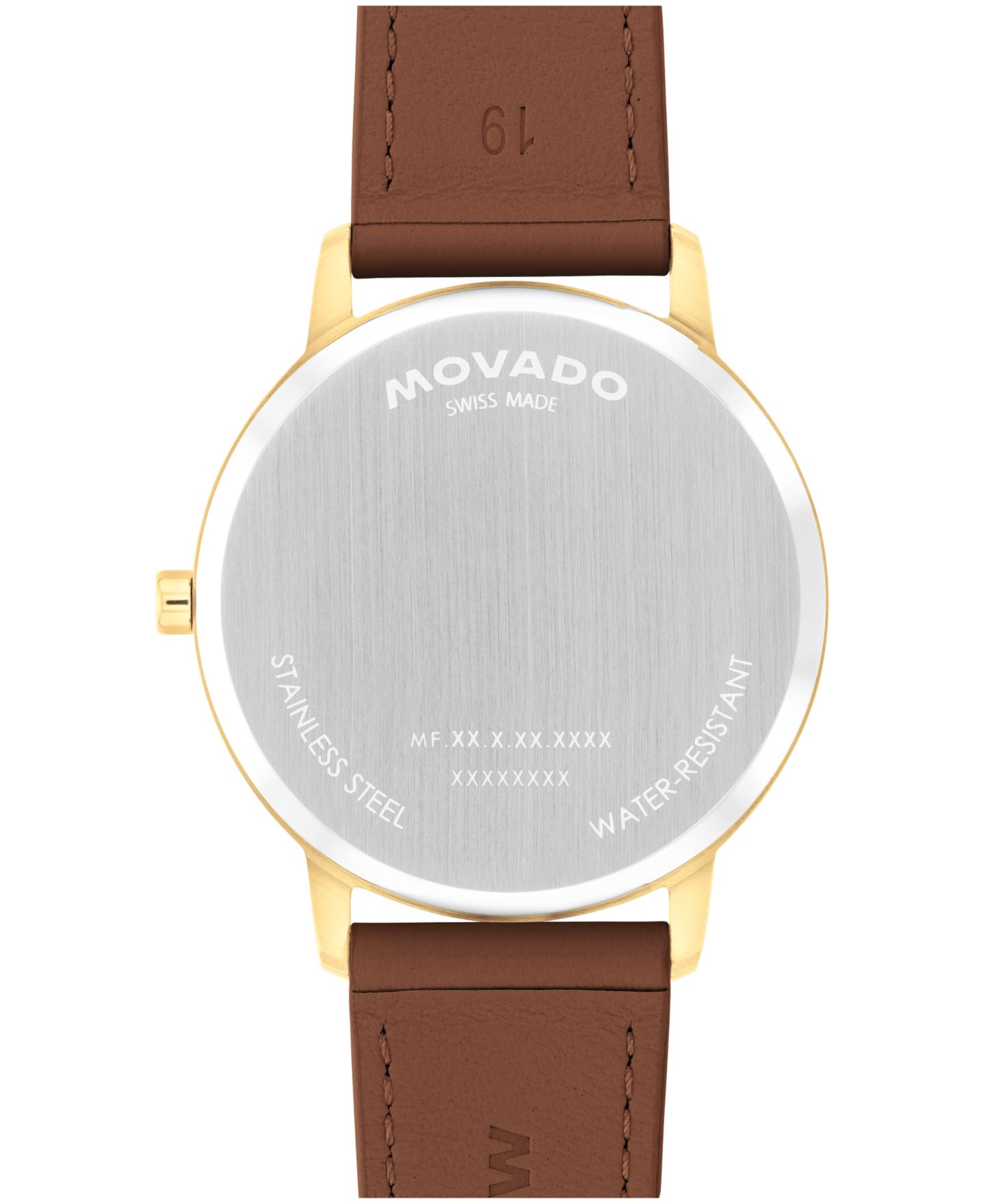 Часы Movado Unisex Face Swiss Quartz Brown Leather Watch, 39mm — фото 2