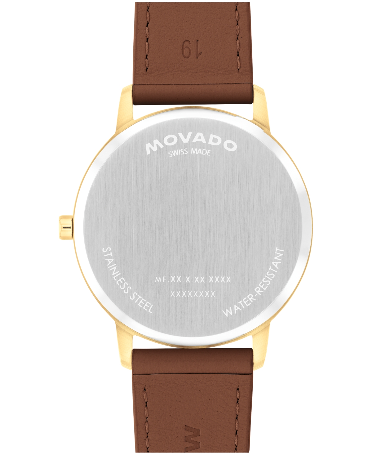 Movado Unisex Face Swiss Quartz Brown Leather Watch, 39mm In Brown
