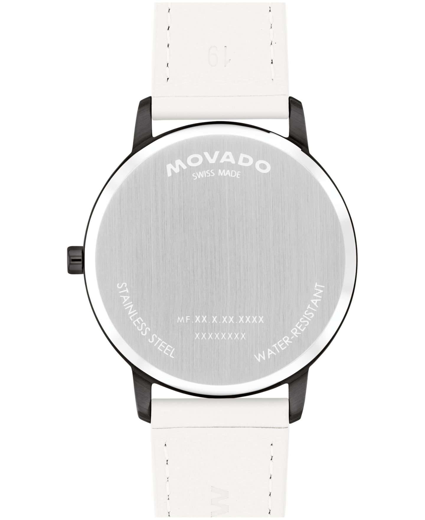 Часы Movado Unisex Face Swiss Quartz White Leather Watch, 39mm — фото 2