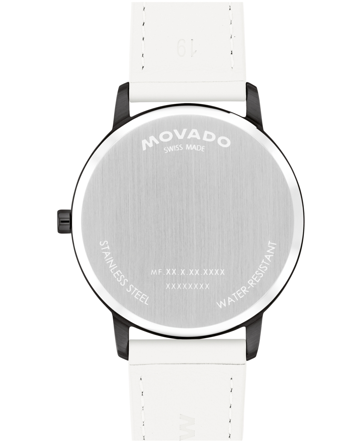 Movado Unisex Face Swiss Quartz White Leather Watch, 39mm In White