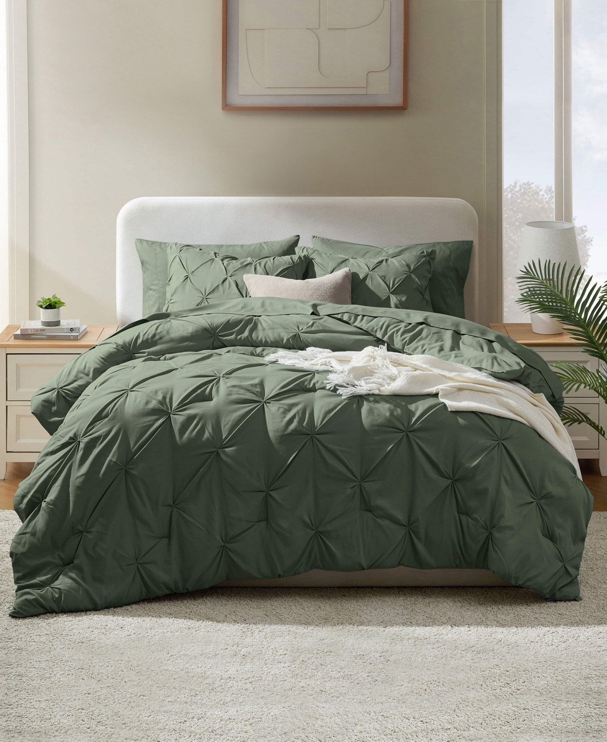Nestl Luxury Soft Pinch Pleat 7-pc. Comforter Set, Full In Green