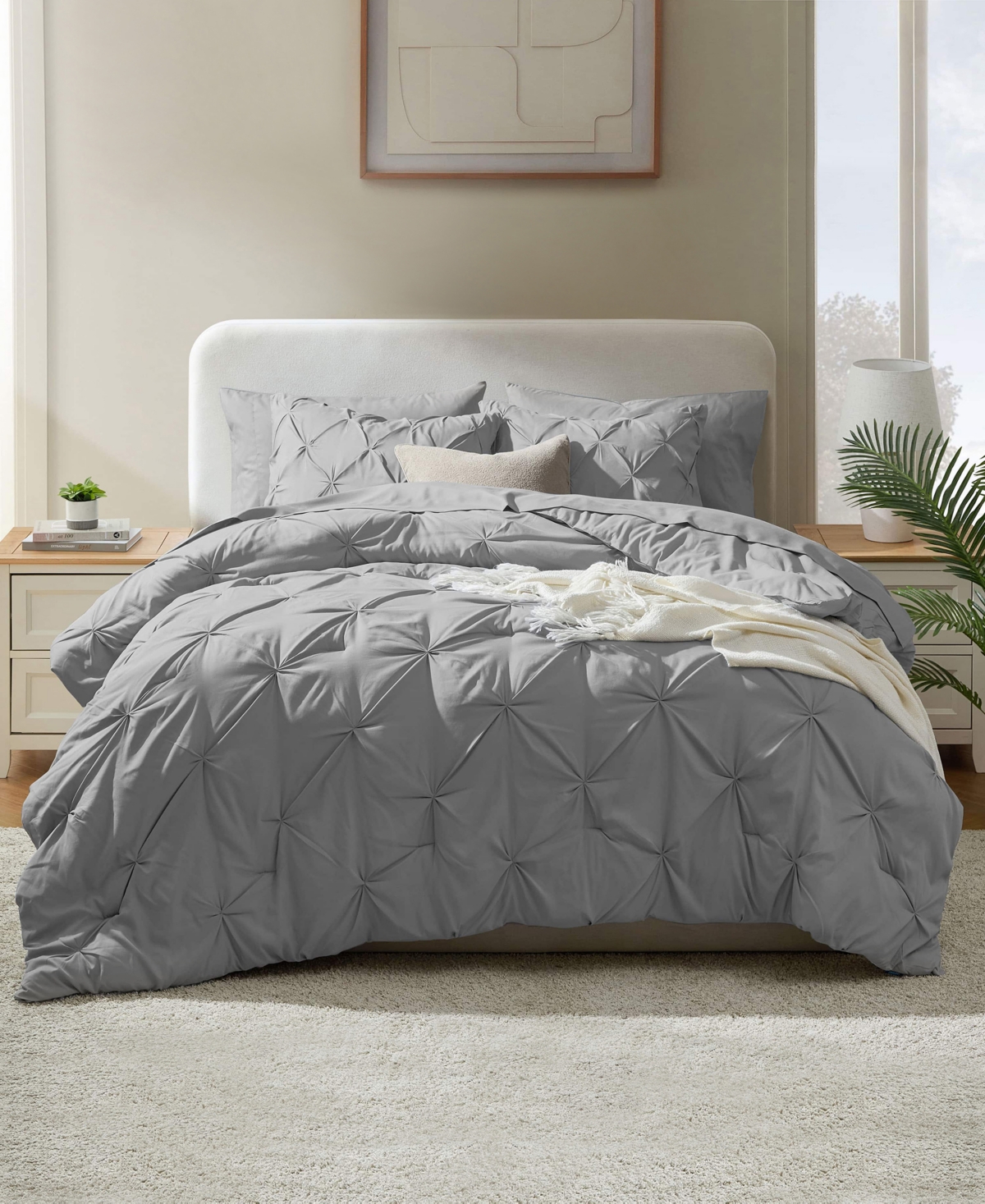 Nestl Luxury Soft Pinch Pleat 7-pc. Comforter Set, King In Gray