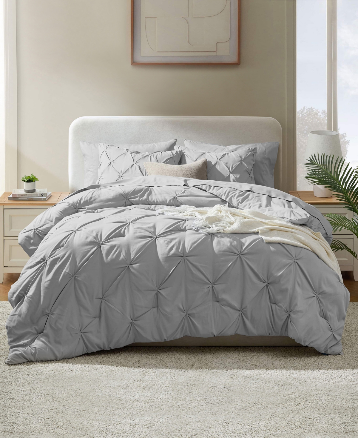 Nestl Luxury Soft Pinch Pleat 7-pc. Comforter Set, King In Gray