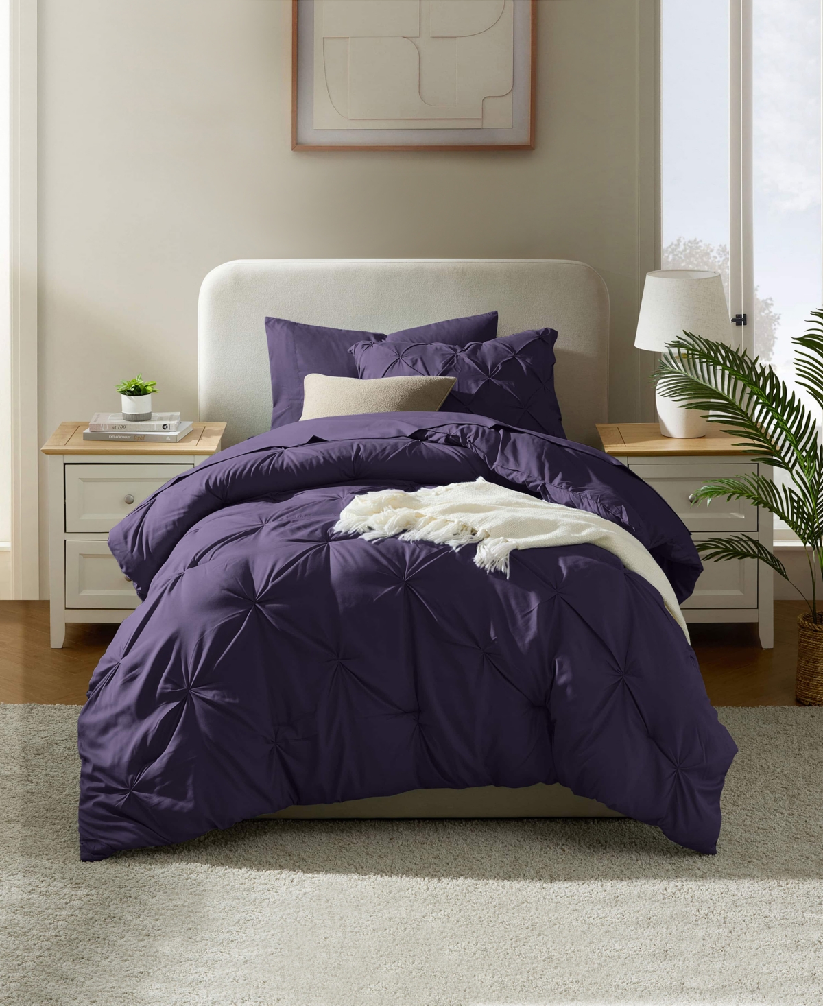 Nestl Luxury Soft Pinch Pleat 5-pc. Comforter Set, Twin In Purple