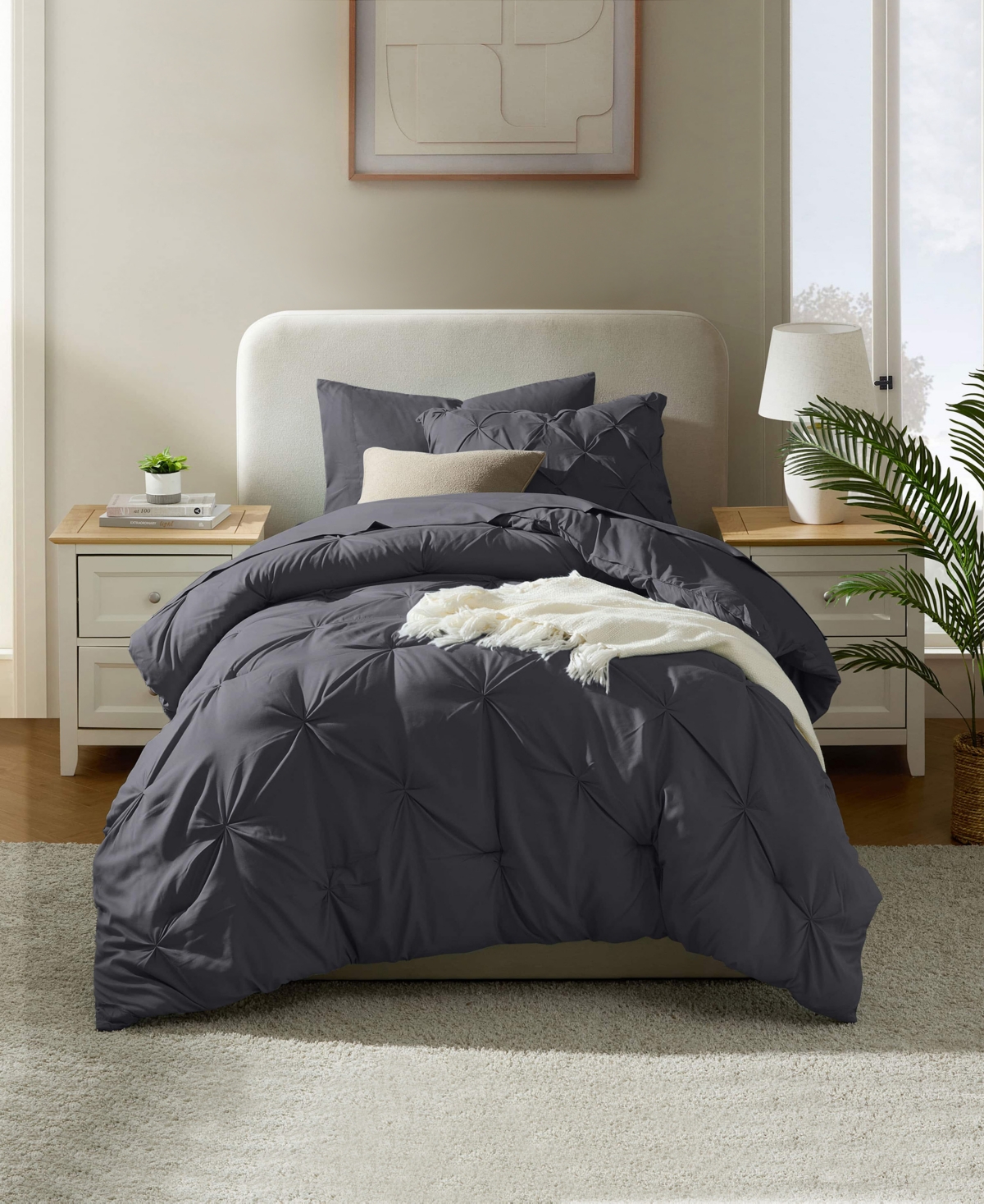 Nestl Luxury Soft Pinch Pleat 5-pc. Comforter Set, Twin Xl In Gray
