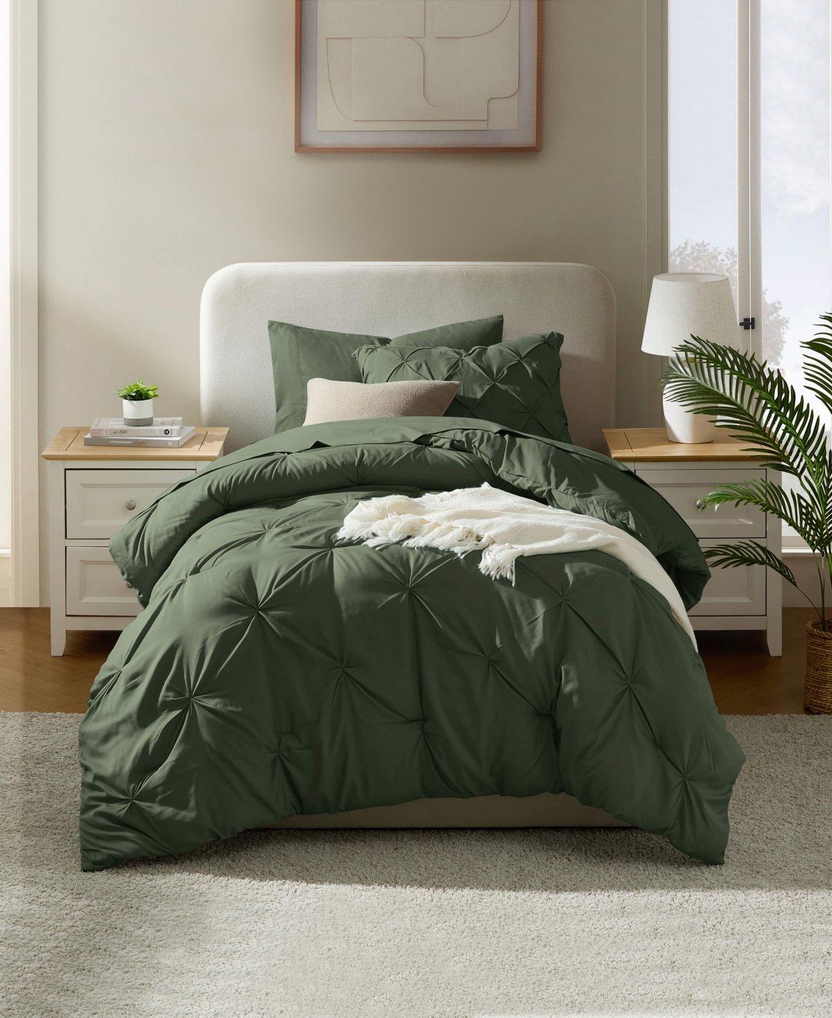 Nestl Luxury Soft Pinch Pleat 5-pc. Comforter Set, Twin Xl In Green