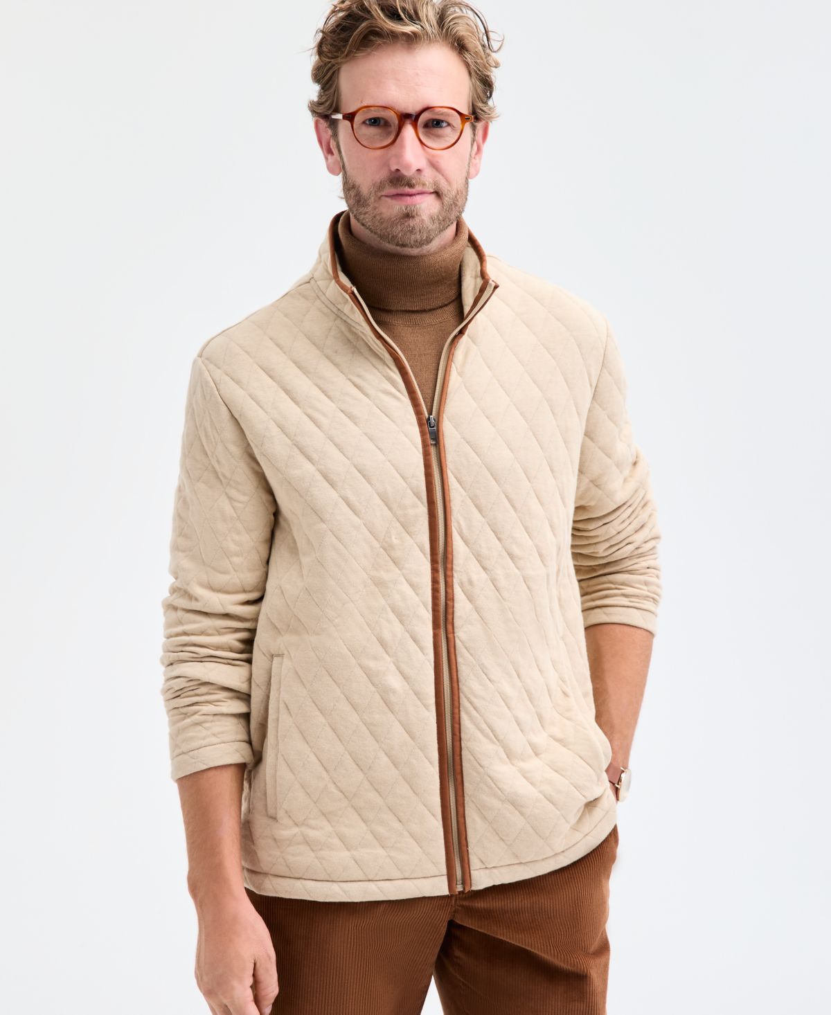 Мужская стеганая толстовка с имитацией шеи на молнии, эксклюзивная модель Macy's