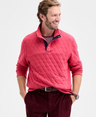 Men's Quilted Snap Mock Neck Sweater