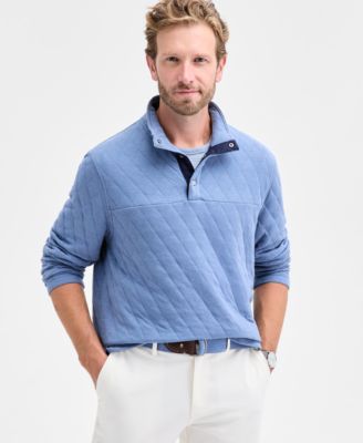 Men's Quilted Snap Mock Neck Sweater, Macy's Exclusive