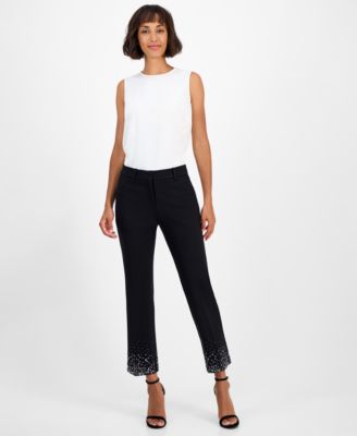 Women's Embellished Mid-Rise Capri Pants