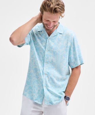 Club Room - Men's Copen Short Sleeve Floral Print Button-Front Camp Shirt