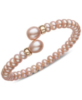 Cultured Freshwater Pearl 7mm Rondelle Bracelet in 14k Gold - Pink 300$