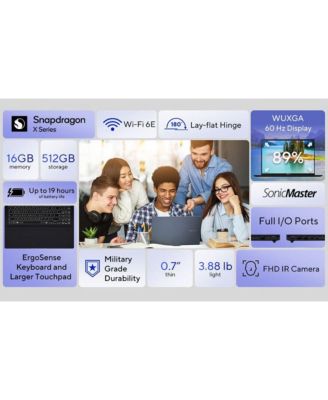 Vivobook 16 X1607 16" WUXGA Copilot+ PC Laptop, Qualcomm Snapdragon X X1-26-100 2.97GHz, 16GB RAM, 512GB SSD, Windows 11 Home, Quiet Blue