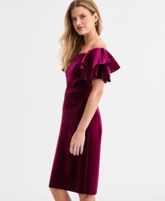 Women's Velvet Off-The-Shoulder Dress