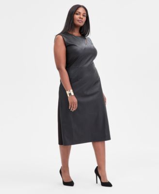 Plus Size Mixed-Media Dress, Macy's Exclusive
