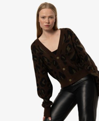 Women's Meow Long Sleeve Cardigan Sweater